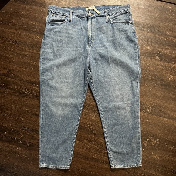 Madewell The Mom Blue Jeans Womens 36 High Rise 100% Cotton Plus size Capri - Picture 2 of 11